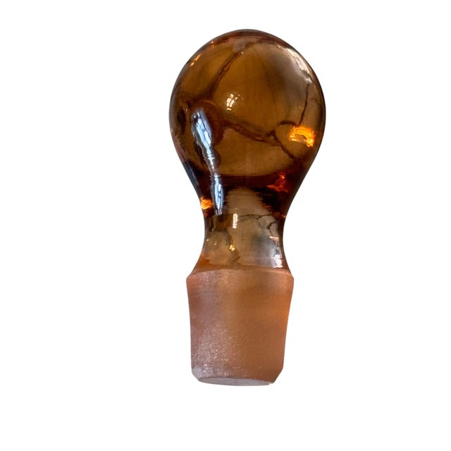 1960s Mid Century Italian Blush Opaline Glass Decanter With Amber Stopper For Sale - Image 5 of 8