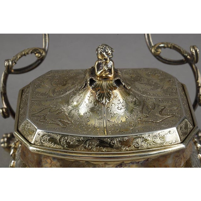 English Silver-Gilt and Agate Inkstand, 1830 For Sale - Image 6 of 18