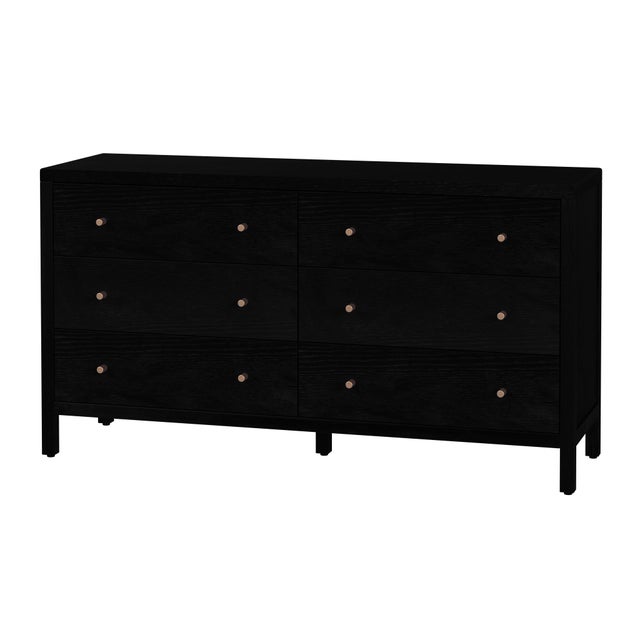Black Mendel 60 in. W Rectangular Wood 6 Drawer Dresser, Black For Sale - Image 8 of 8