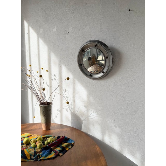 Antique English Style Round Convex Metal Mirror, 1900s For Sale - Image 14 of 18