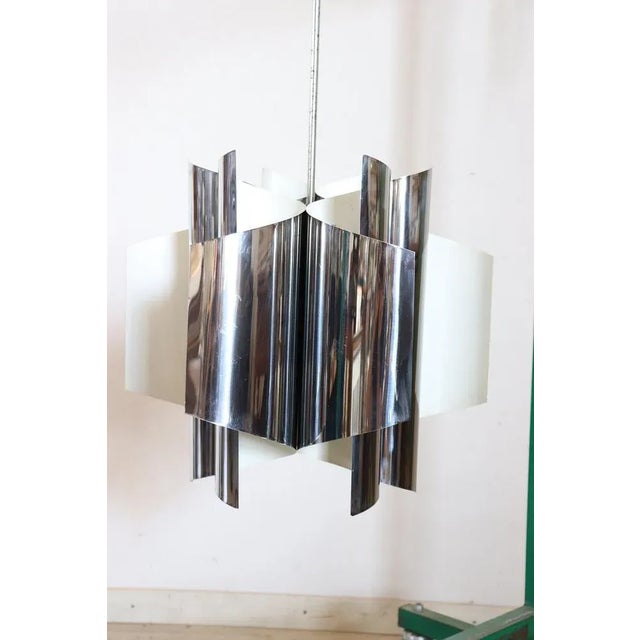Space Age 6-Light Chandelier in Steel, 1970s For Sale - Image 10 of 12
