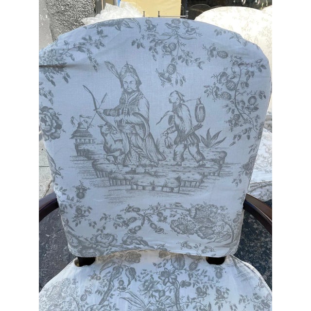 1970s White Muslin Arm & Side Dining Chairs - Set of 6 For Sale - Image 11 of 13