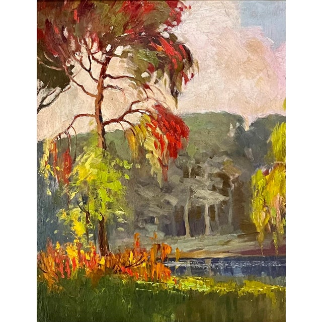 American Vintage American Impressionist Oil Painting Wooded Landscape by Harry G. Aitken For Sale - Image 3 of 7