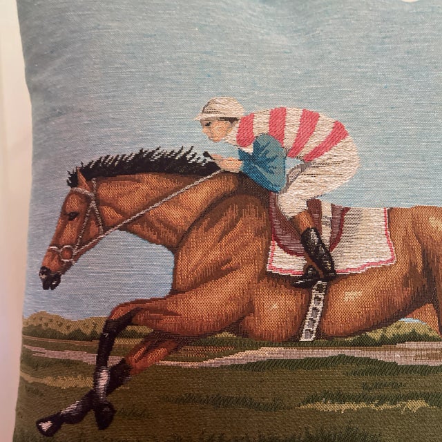 English Jockey Tapestry Pillow For Sale - Image 3 of 5