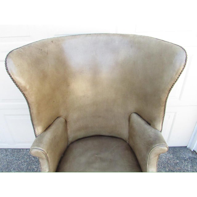 Antique English George LLL Leather Wingback Armchair For Sale In San Francisco - Image 6 of 18