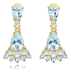 Nina Zhou Aquamarine Moonstone Diamond Earrings in 14k Yellow Gold - a Pair