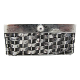 Taxco Mexico Sterling Silver Miniature Basket Weave Trinket or Pill Box For Sale