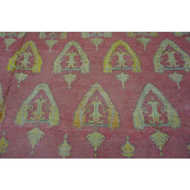 1930s Pink Rose Foliate Antique Indian Cotton Agra Rug 11'10" X 24'2" Handknotted Wool Carpet For Sale - Image 4 of 6