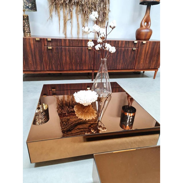 Glass Coffee Table in Smoked Brown from HKliving For Sale - Image 5 of 6