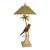 Vintage 1970’s Palm Beach, Hollywood Regency, Safari Bronzed Macaw Parrot Perched in a Tole Painted Tropical Palm Tree Table Lamp With Matching Shade For Sale