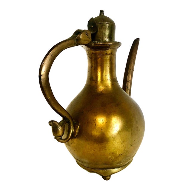 Vintage Indian Mughal-Style Brass Water Ewer For Sale - Image 4 of 11