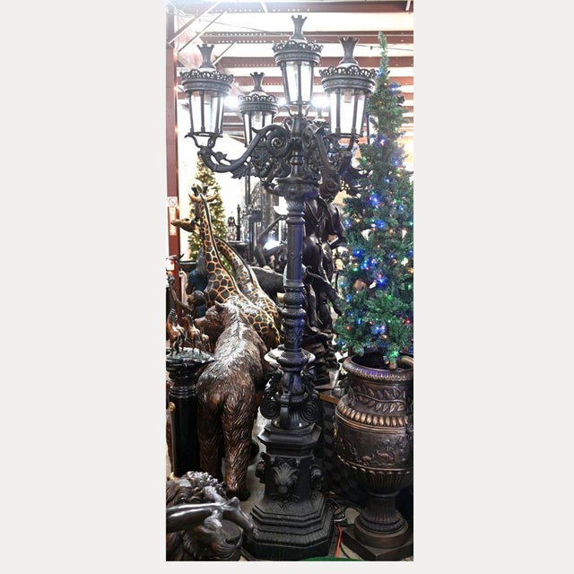 French Cast Iron Street Lamp with Lion For Sale - Image 11 of 11