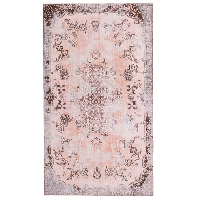 Vintage Turkish Hand-Knotted Wool Cotton Pink Area Rug For Sale - Image 11 of 11