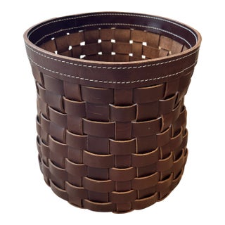 Contemporary Arte & Cuoio “Intrecci” Woven Leather Basket For Sale