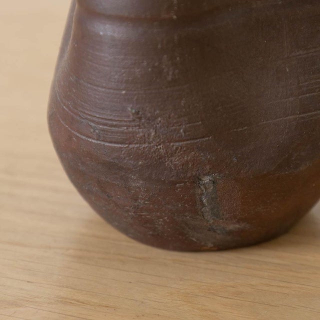 Brown 1960s Japanese Bizen Stoneware Wabi-Sabi Vessel For Sale - Image 8 of 9