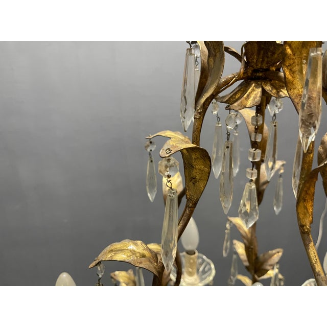Italian Florentine Tole Chandelier, Italy, 1950s For Sale - Image 3 of 12