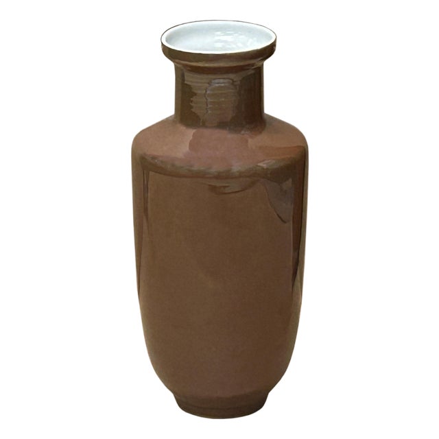 6.25" Chinese Clay Ceramic Coffee Brown Vessel Small Vase For Sale