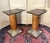 Pair of antique-style columns in solid wood and gilding fluted bodies wooden bands with a gilt patina