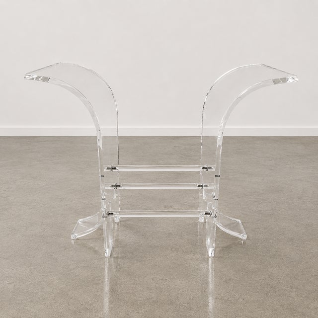 1970s Vintage Lucite Wing Panel Console Table Base For Sale - Image 5 of 9