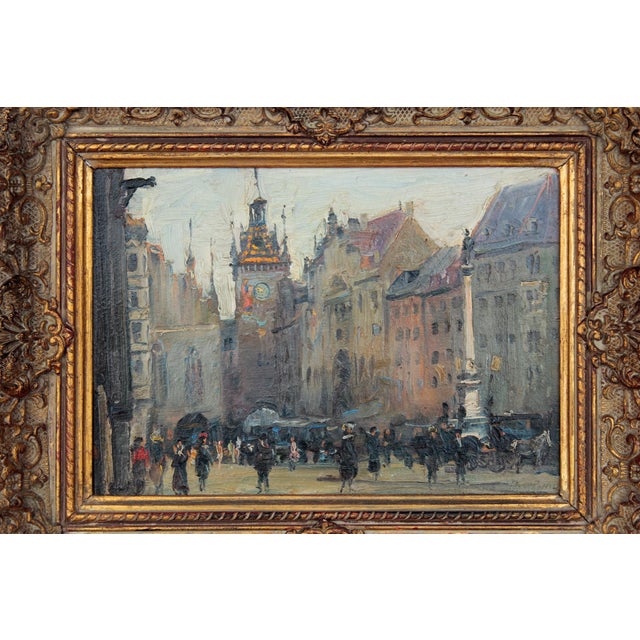 Alois Pfund, Marienplatz, Munich, 1920s, Oil on Cardboard, Framed For Sale - Image 6 of 12
