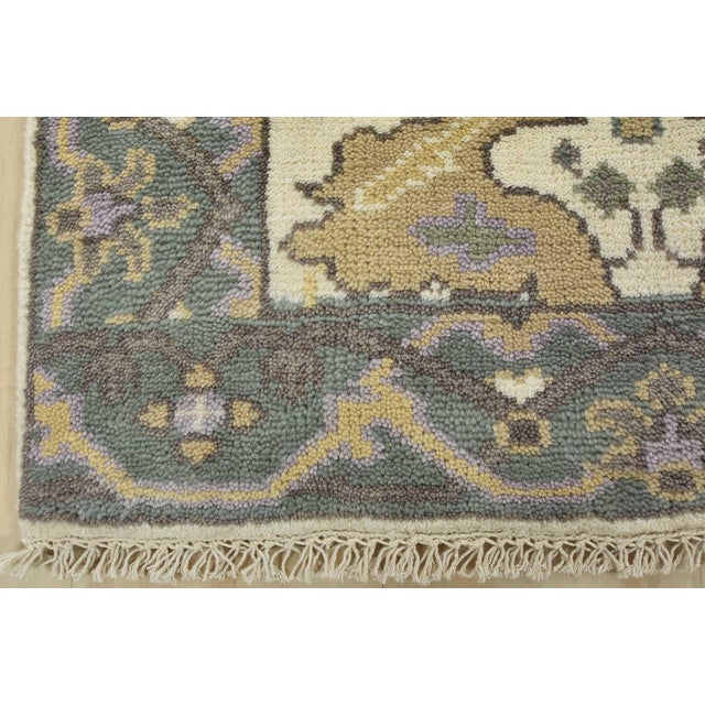 Oushak Runner 2'6'' X 9'10'' Ivory Wool Tribal Hand-Knotted Oriental Rug For Sale - Image 10 of 12