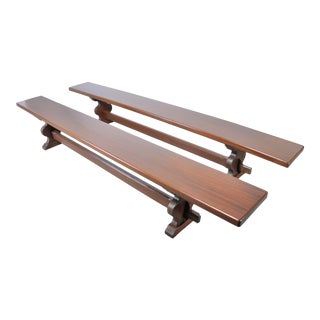 Early 19th Century Pair of French Country Handmade Mahogany Benches For Sale