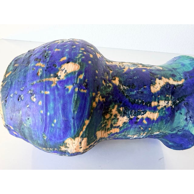 Ceramic Vintage 1980s Studio Pottery Blue & Green Drip Glaze Vase For Sale - Image 7 of 9