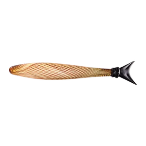 Elongated Murano Fish Sculpture in Reticello Glass, 1950