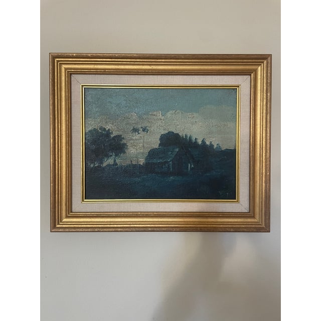 An atmospheric, early Puerto Rican landscape painting attributed to José López de Victoria (1869–1930), a listed Puerto...