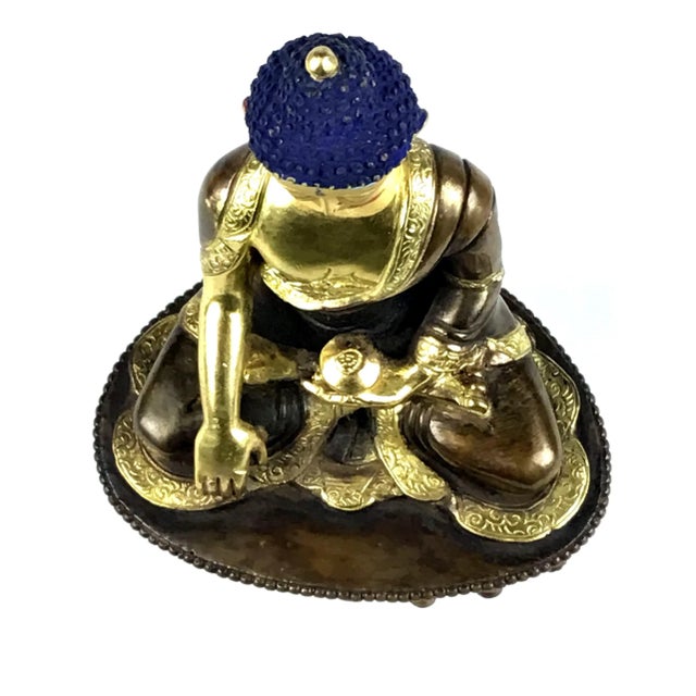 Shakyamuni Buddha Gold & Bronze Nepalese Figurine For Sale - Image 9 of 13