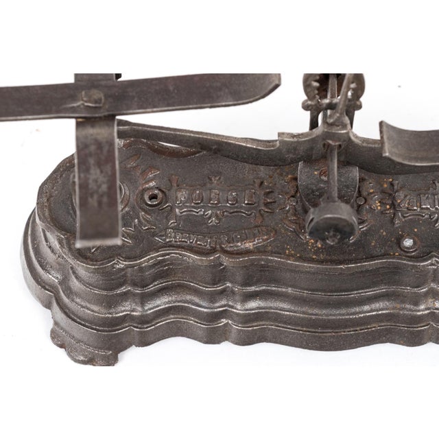 Antique Breveté s.d.d.g. Iron and Brass Table Top Balance Scale For Sale - Image 4 of 7