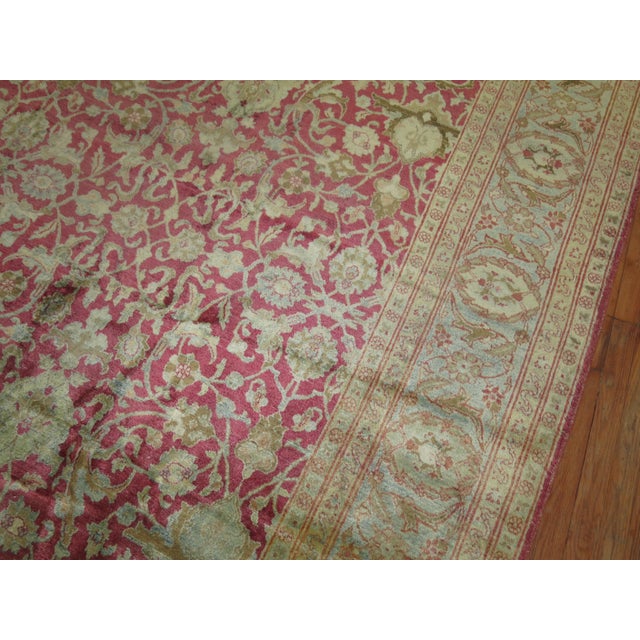 Raspberry Icy Blue Oversize Persian Tabriz Rug, Early 20th Century For Sale - Image 10 of 18