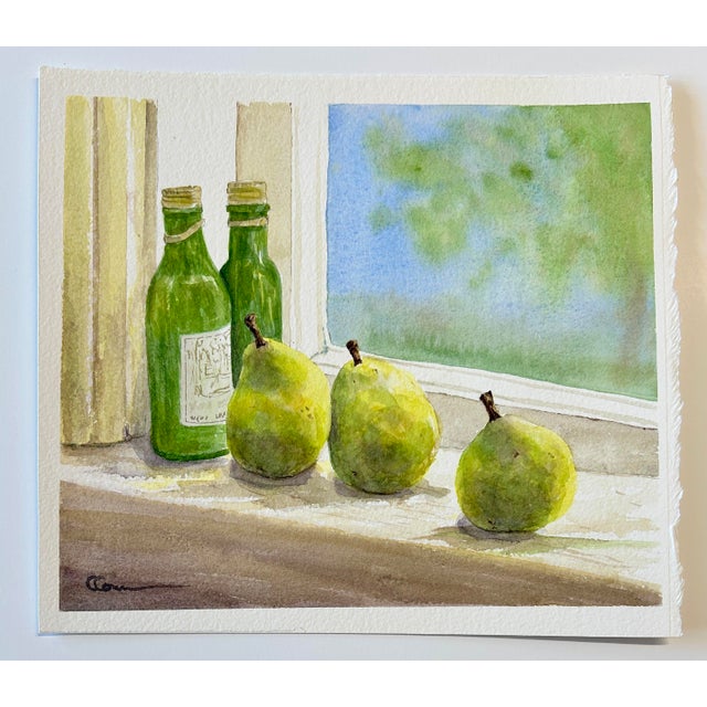 Original Watercolor painting on paper of “Tiny Bottles and Pears” . I picked these pears from a century old pear tree in...