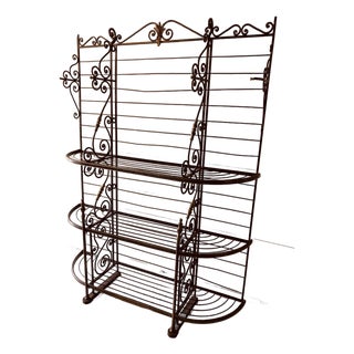 Antique French Bakers Rack Brass and Iron Multiple Shelves For Sale