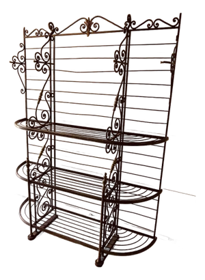 Antique French Bakers Rack Brass and Iron Multiple Shelves