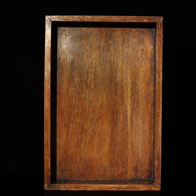 Late 20th Century Huali Rosewood Rectangular Tray With Openwork Carving For Sale - Image 5 of 9