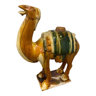 Vintage Mid 20th Century Tang Style Sancai Glazed Ceramic Camel For Sale