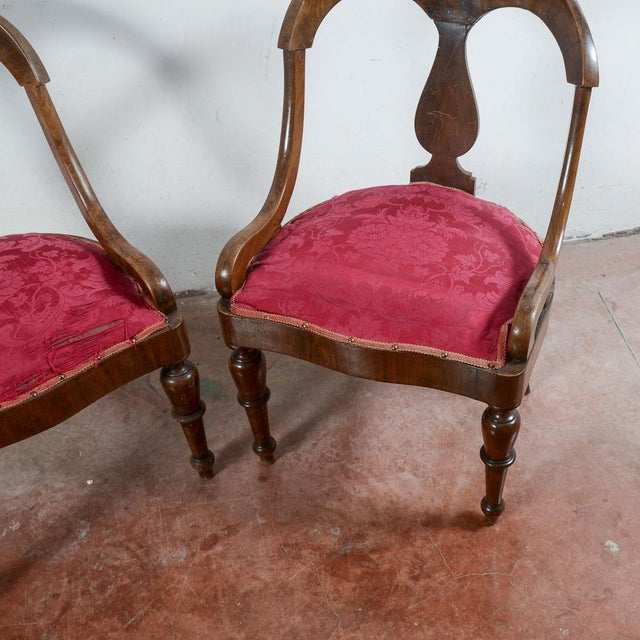 Red Fabric Armchairs, Set of 2 For Sale - Image 10 of 18