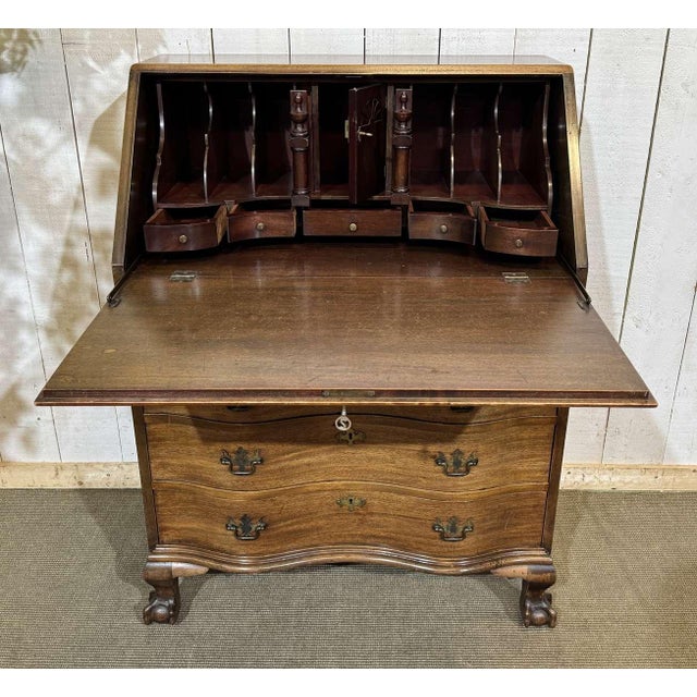 English Mahogany Secretary Desk, 1930s For Sale - Image 17 of 18