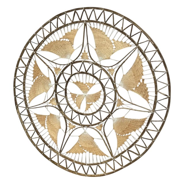 Mid-Century Modern Vintage Handwoven Wall Hanging Round Wall Art. For Sale - Image 3 of 10