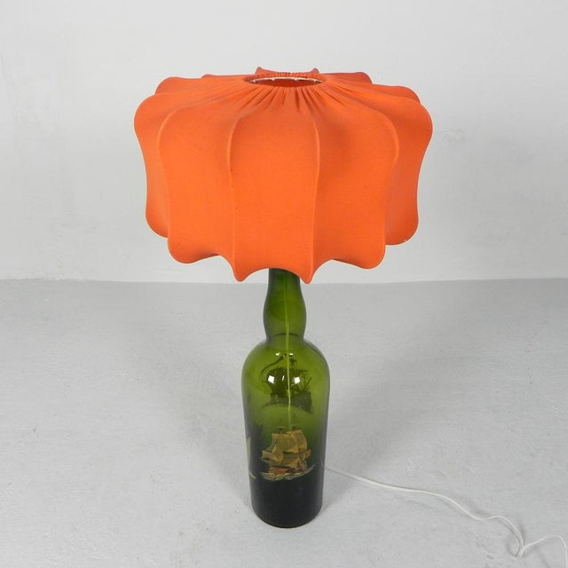 Wine Bottle Table Lamp with Fabric Shade, 1970s For Sale - Image 4 of 17