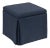 Skirted Storage Ottoman in Linen Navy For Sale