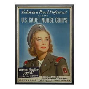 "Enlist in a Proud Profession. Join the u.s. Cadet Nurse Corps." Vintage Wwii Recruitment Poster by Carolyn Edmundson