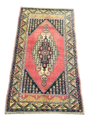 Vintage Geometric Design Turkish Anatolian Multicolor Rug