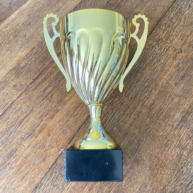 Brass Vintage Brass Trophy Urn on Base For Sale - Image 8 of 11
