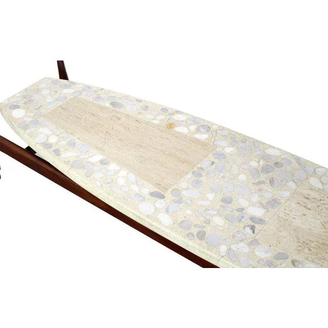 Mid-Century Modern Long Surf Board Oiled Walnut Base Floating Top Coffee Table For Sale - Image 6 of 10