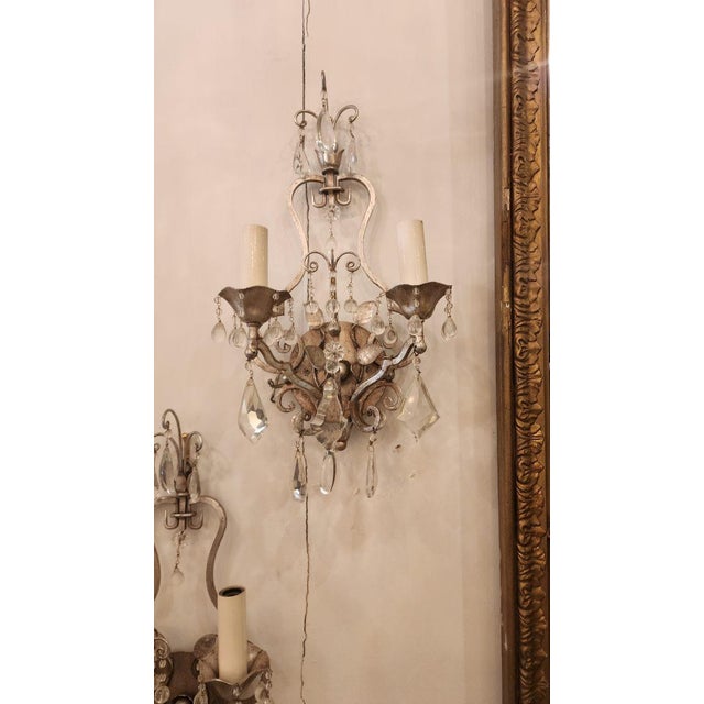 Early 20th Century Metal and Glass Sconces Maison Bagues Style - Set of 2 For Sale - Image 4 of 7