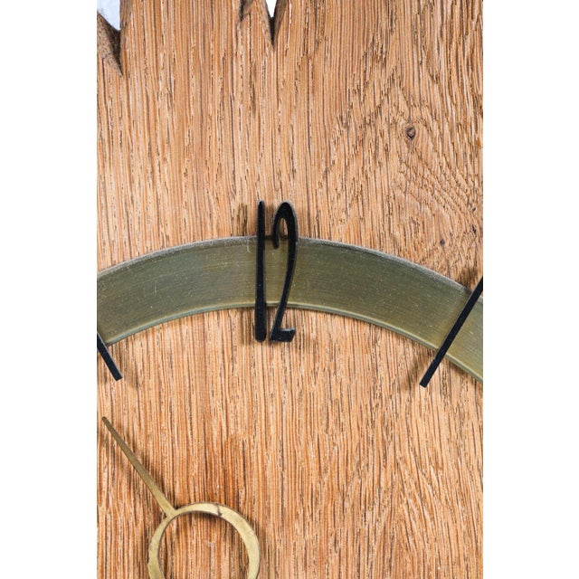 1960s 1960s German Oak & Brass Wall Clock For Sale - Image 5 of 10