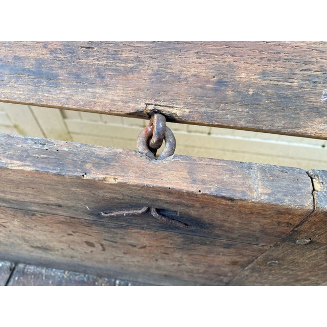 Rustic Antique Oak Trunk, 19th Century For Sale - Image 3 of 18
