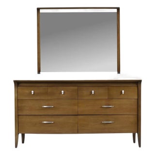 John Van Koert Drexel Profile K4 Low Dresser With Matching Mirror For Sale